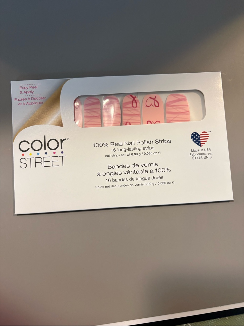 Color Street Pink Script & Stripes Nail Polish Strips